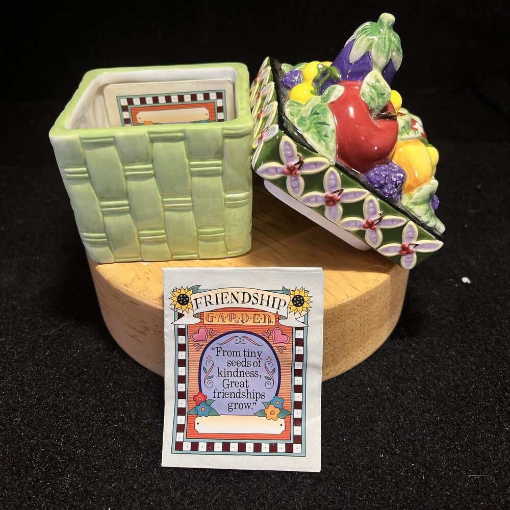 Friendship Garden Ceramic Fruit & Veg Box W Lid – 2002 United Design Trinket Box